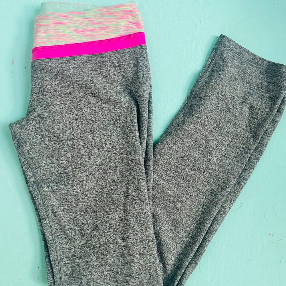 Ivivva by Lululemon Girls Leggings 14 Gray Pink Athletic Pants